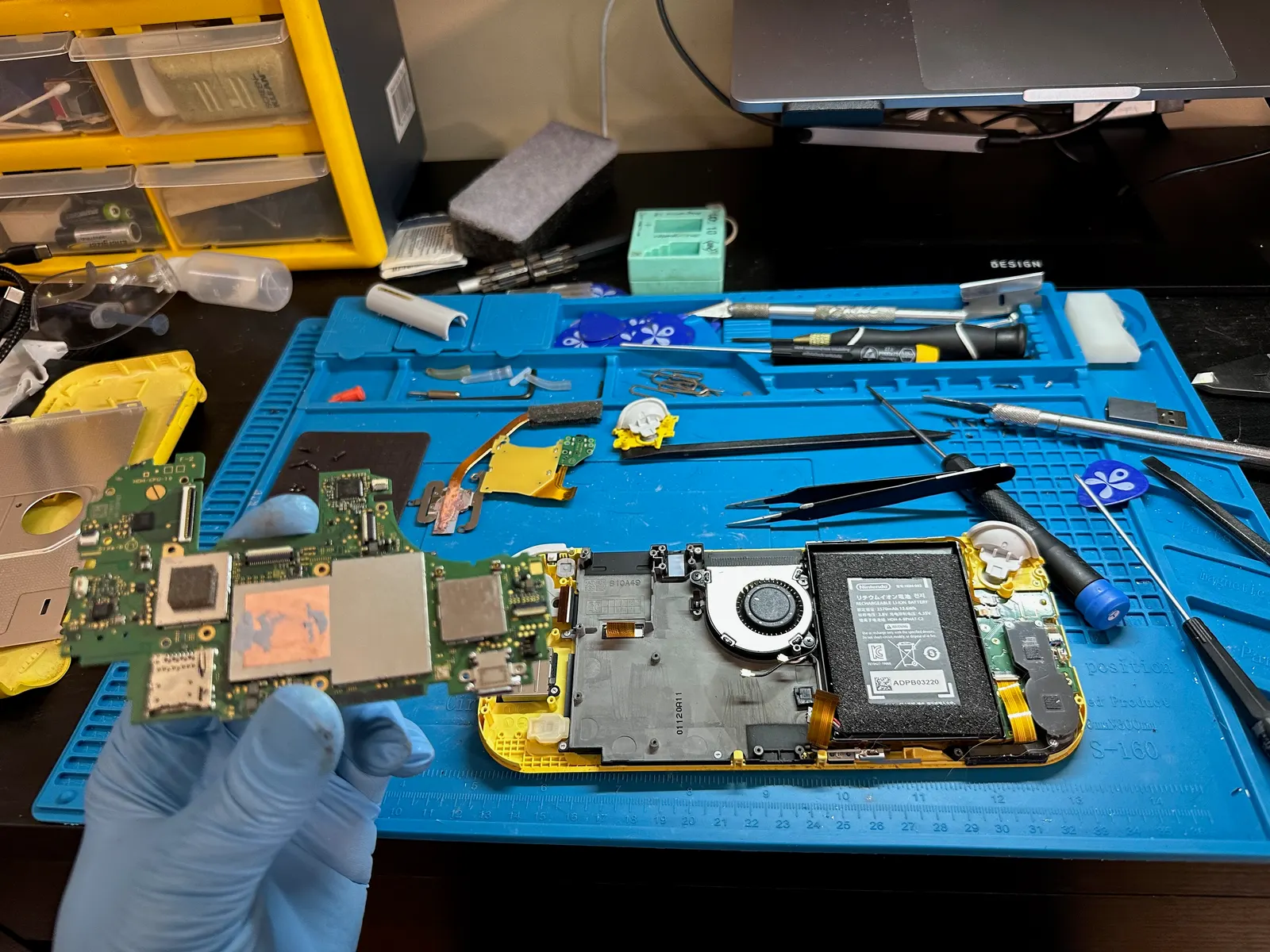 Nintendo Switch console opened for repair